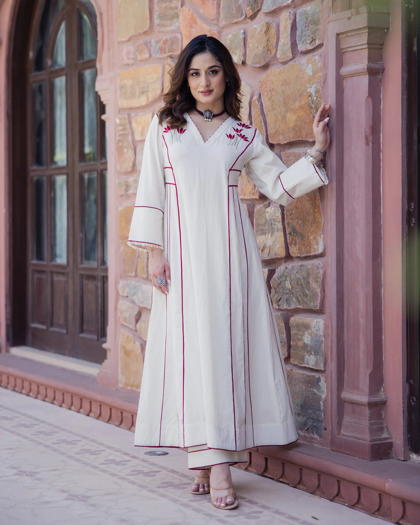 Rebel Off White Embroidered Cotton Kurta Set - Image 4