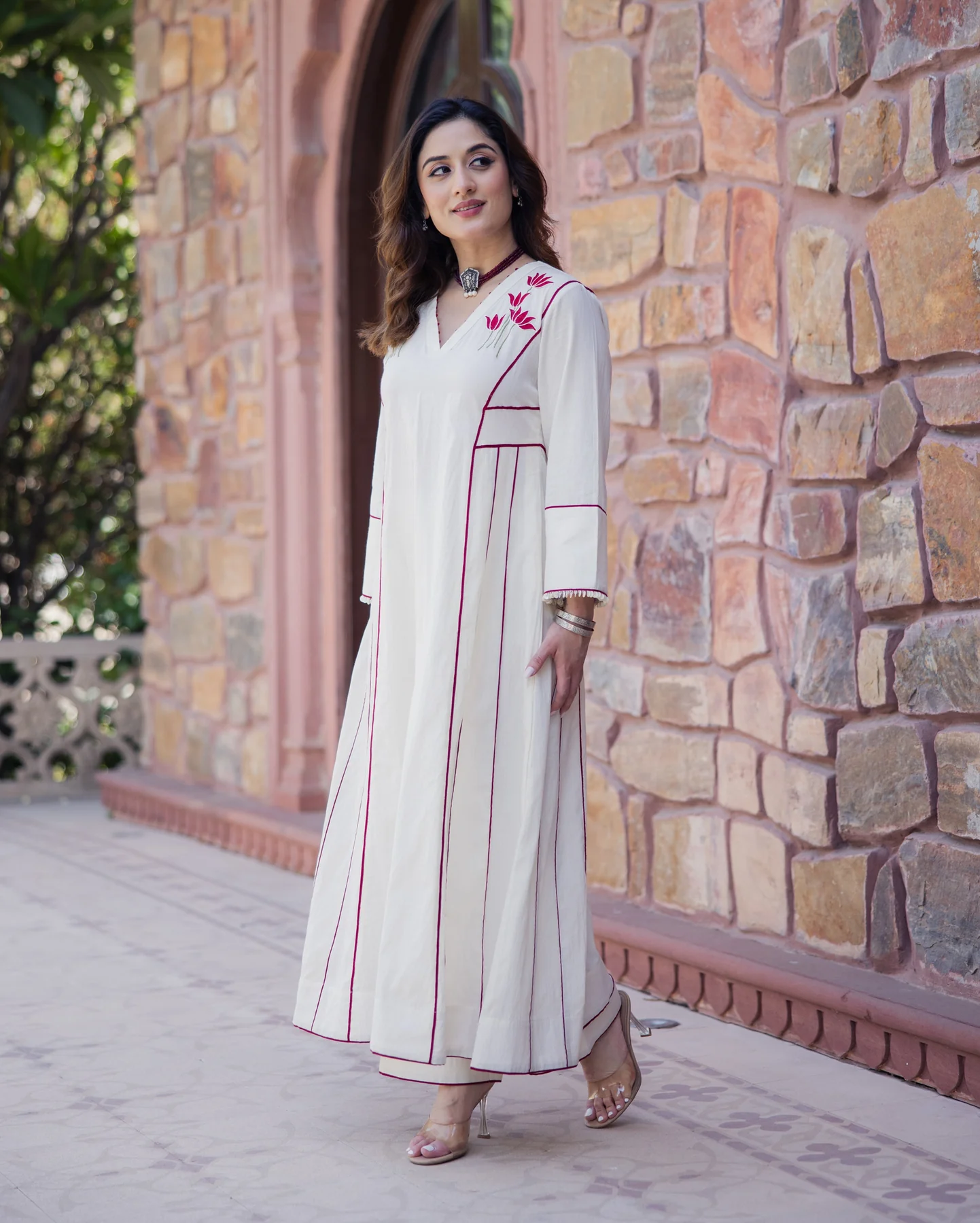 Rebel Off White Embroidered Cotton Kurta Set - Image 3