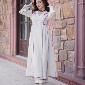 Rebel Off White Embroidered Cotton Kurta Set