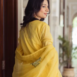 Sakshi Yellow Embroidered Chanderi Suit Set